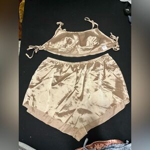 3 SHEIN Satin Beige Pajama Set